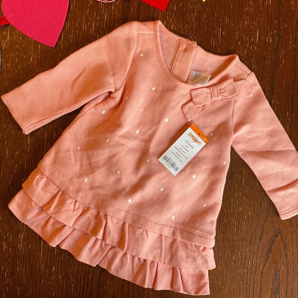 Gymboree Peach Sweatshirt Dress NWT 6-12 month